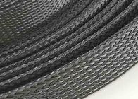 Aangepaste PET-uitbreidbaar gevlochten kous, zwarte kleur flexibele kabelmof