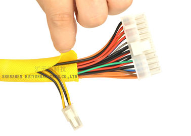 kopen Het gele Kleur Zelf Verpakken Gespleten Gevlechte Sleeving voor Elektrodraden online vervaardiging