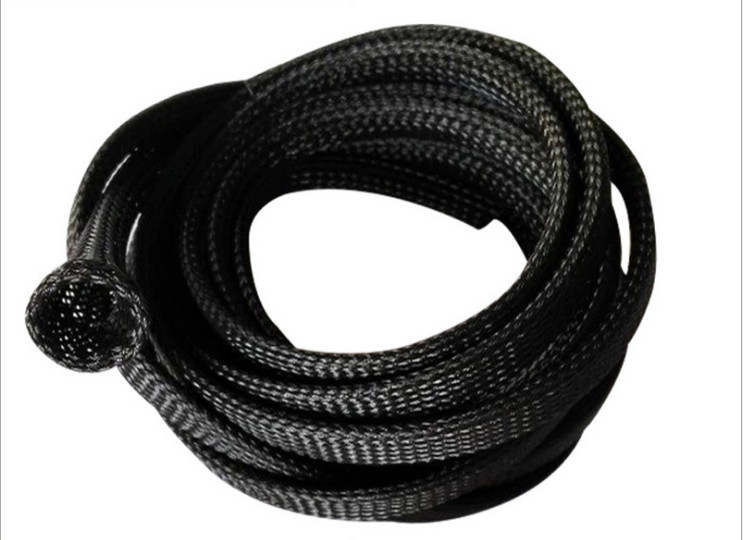 6 mm kabelbescherming PET uitbreidbare gevlochten hoes zwarte kleur vlamvertragend