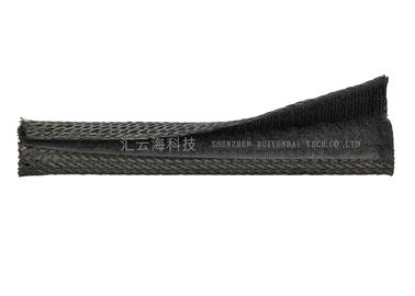 Zwarte Zelf Sluitende Klitband Gevlechte Kabelomslag, de Flexibele Dekking van de Klitbanddraad
